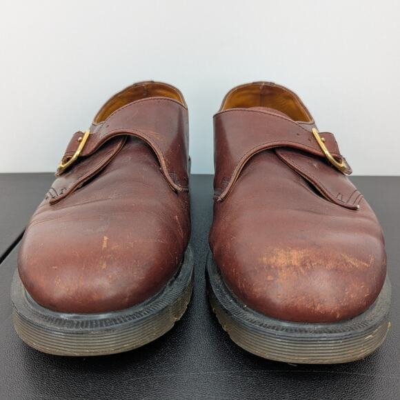 VTG Dr. Martens Brown Monk Strap Shoes Size 10 Made in England Preppy Chunky - Picture 2 of 10